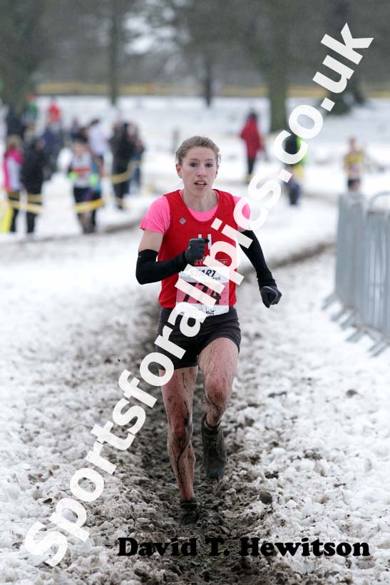 Hatti Archer (Hallamshire Harriers) winning the senior womens Northern Cross Country Championships.